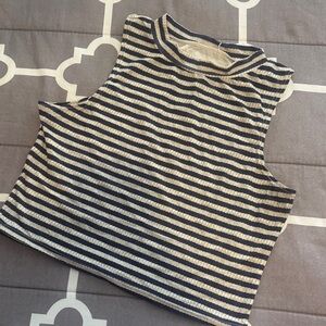 Billabong Black and White Striped Crop Top